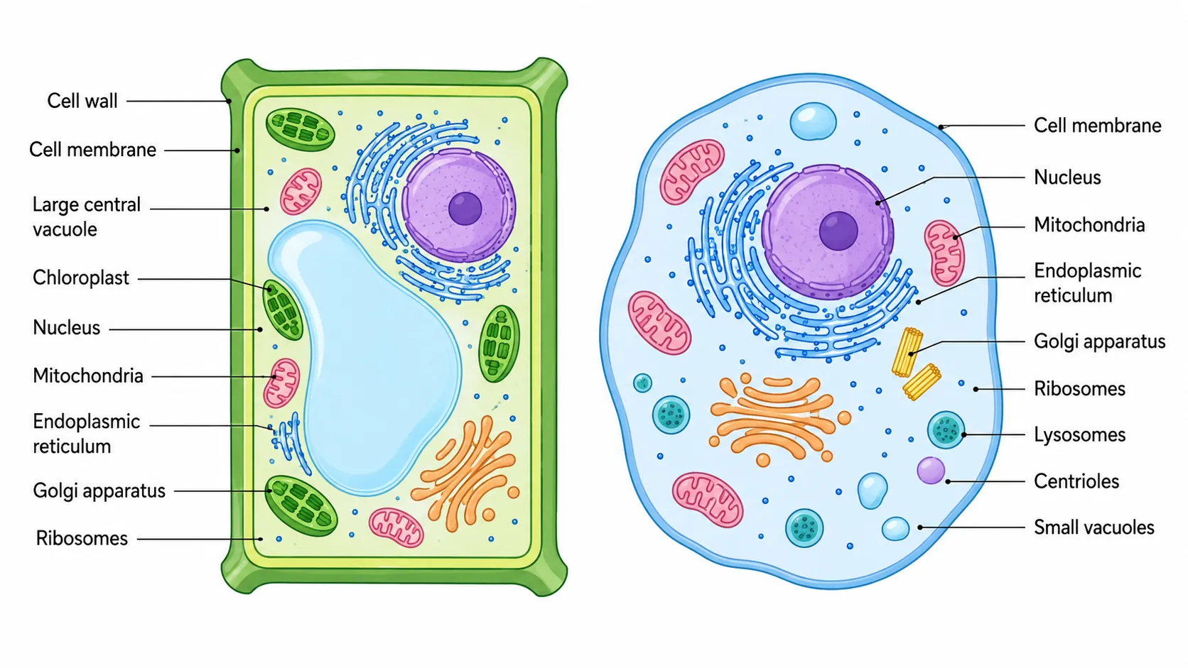 plant and animal cell infographic